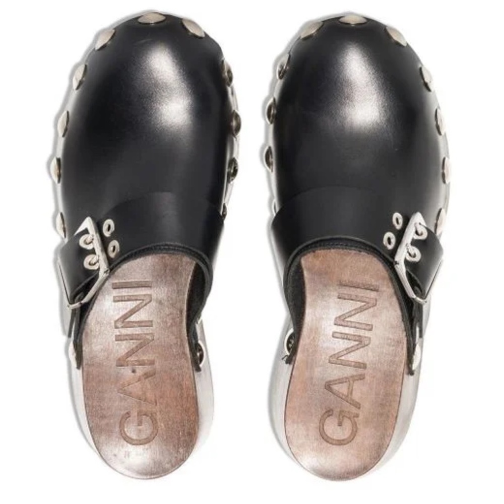 GANNI Retro Studded Leather Clogs WOMEN EU 37/US 7